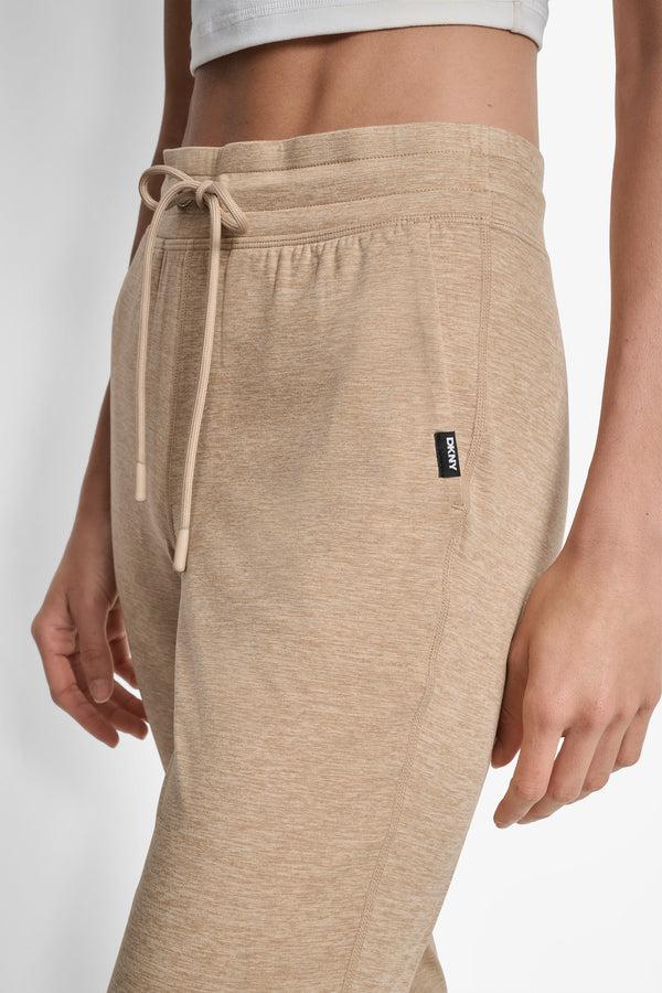 Dkny CROPPED HIGH-RISE SLIM JOGGER TRAVERTINE SPACEDYE
