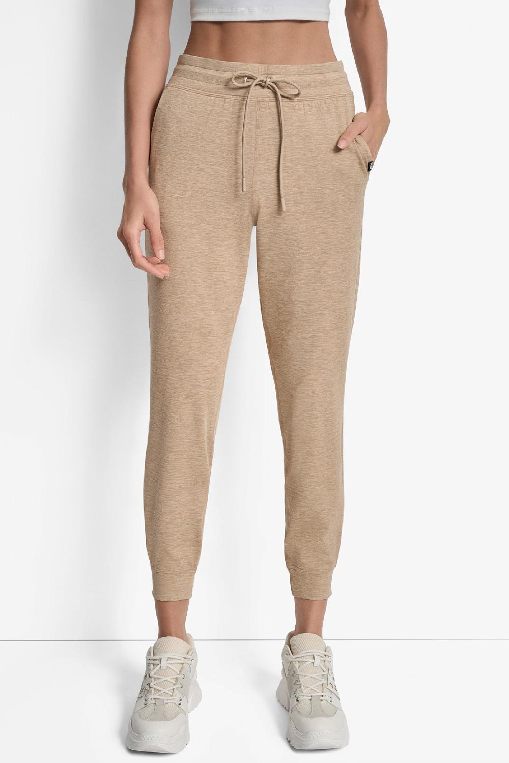 dkny CROPPED HIGH-RISE SLIM JOGGER TRAVERTINE SPACEDYE