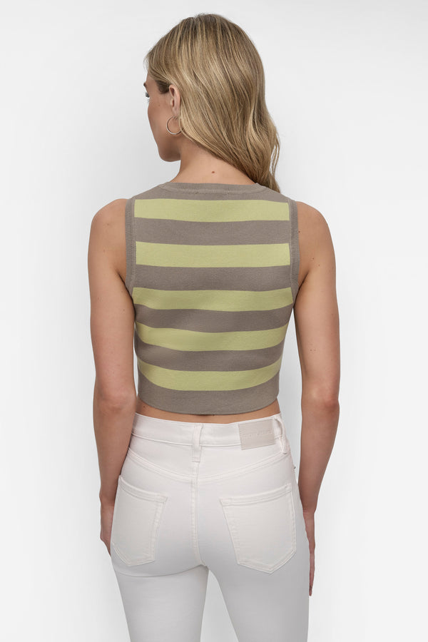 Dkny CROPPED JACQUARD SWEATER VINTAGE KHAKI/TEA GREEN