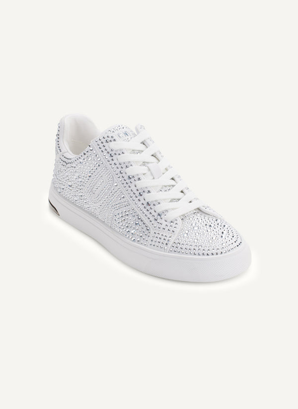 Dkny ABENI RHINESTONE LACE UP SNEAKER White