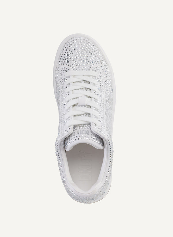 Dkny ABENI RHINESTONE LACE UP SNEAKER White