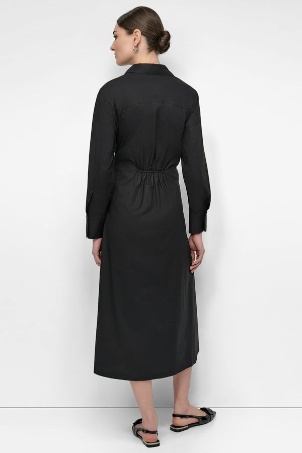 Dkny ADJUSTABLE WAIST MIDI SHIRT DRESS Black