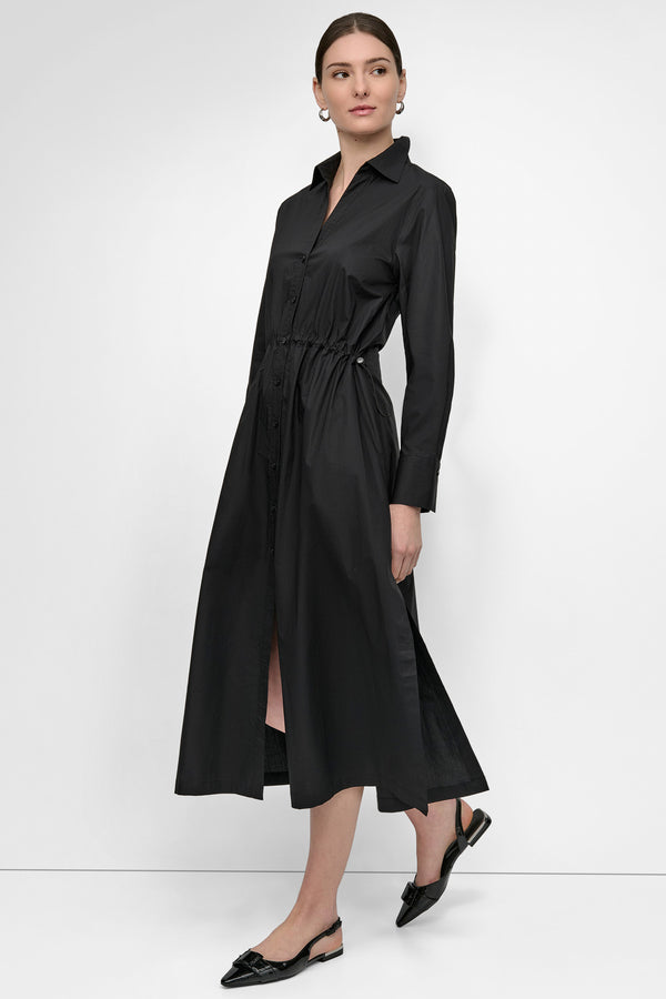 Dkny ADJUSTABLE WAIST MIDI SHIRT DRESS Black