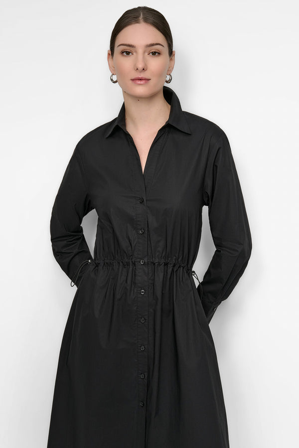 Dkny ADJUSTABLE WAIST MIDI SHIRT DRESS Black