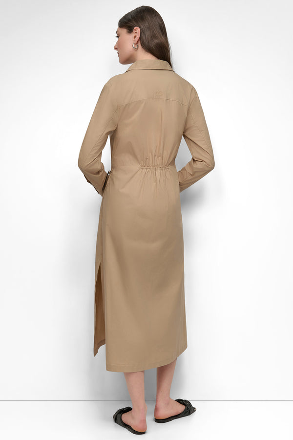 Dkny ADJUSTABLE WAIST MIDI SHIRT DRESS Travertine