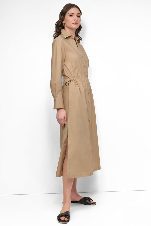 Dkny ADJUSTABLE WAIST MIDI SHIRT DRESS Travertine