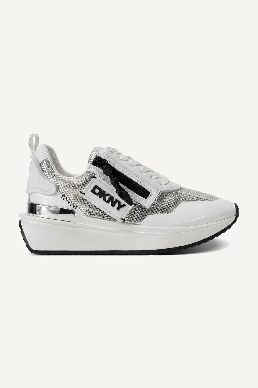 dkny AILANI LACE UP SNEAKER SILVER/WHITE