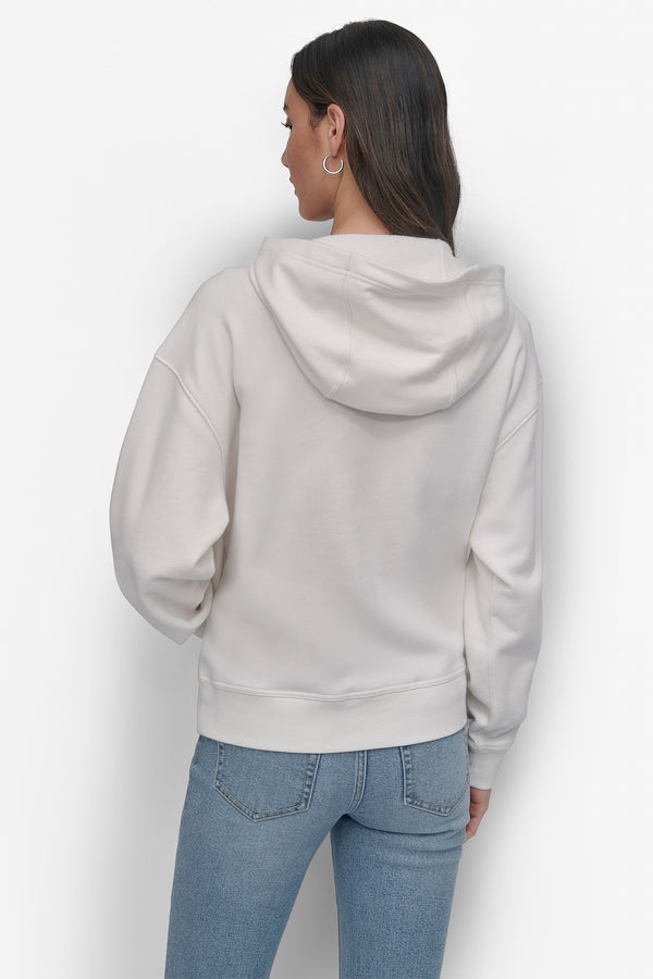 Dkny DKNY ARCHED DOME STUD SWEATSHIRT WHITE/MATTE SILVER