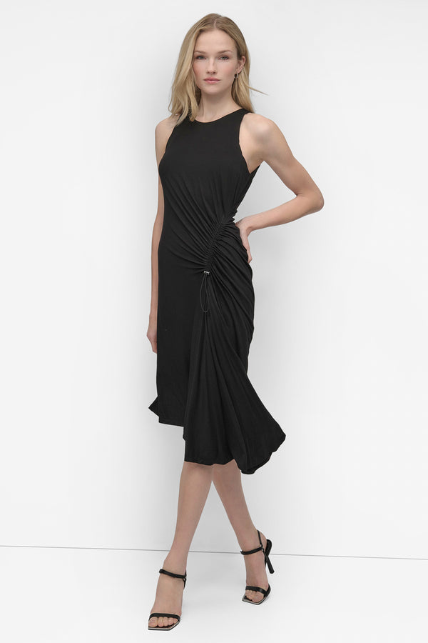 Dkny ASYMMETRIC FIT & FLARE MIDI DRESS Black
