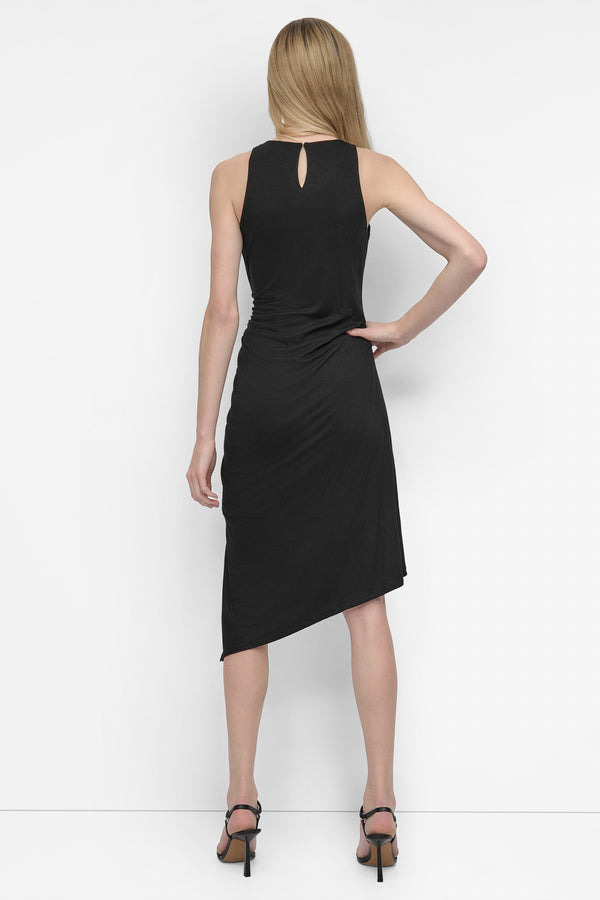 Dkny ASYMMETRIC FIT & FLARE MIDI DRESS Black