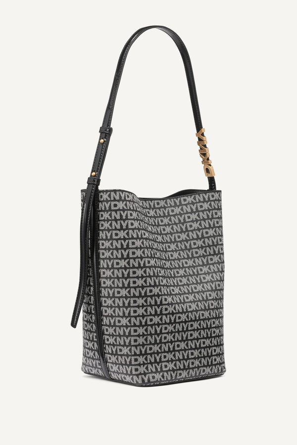 Dkny AVRIL LOGO BUCKET BAG Black Logo Black