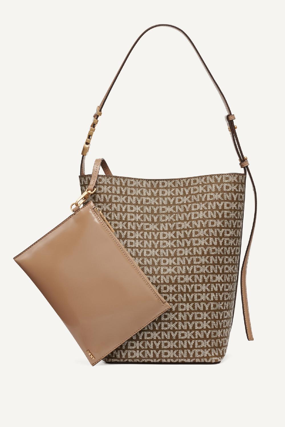 dkny AVRIL LOGO BUCKET BAG Chino/Cappuccino