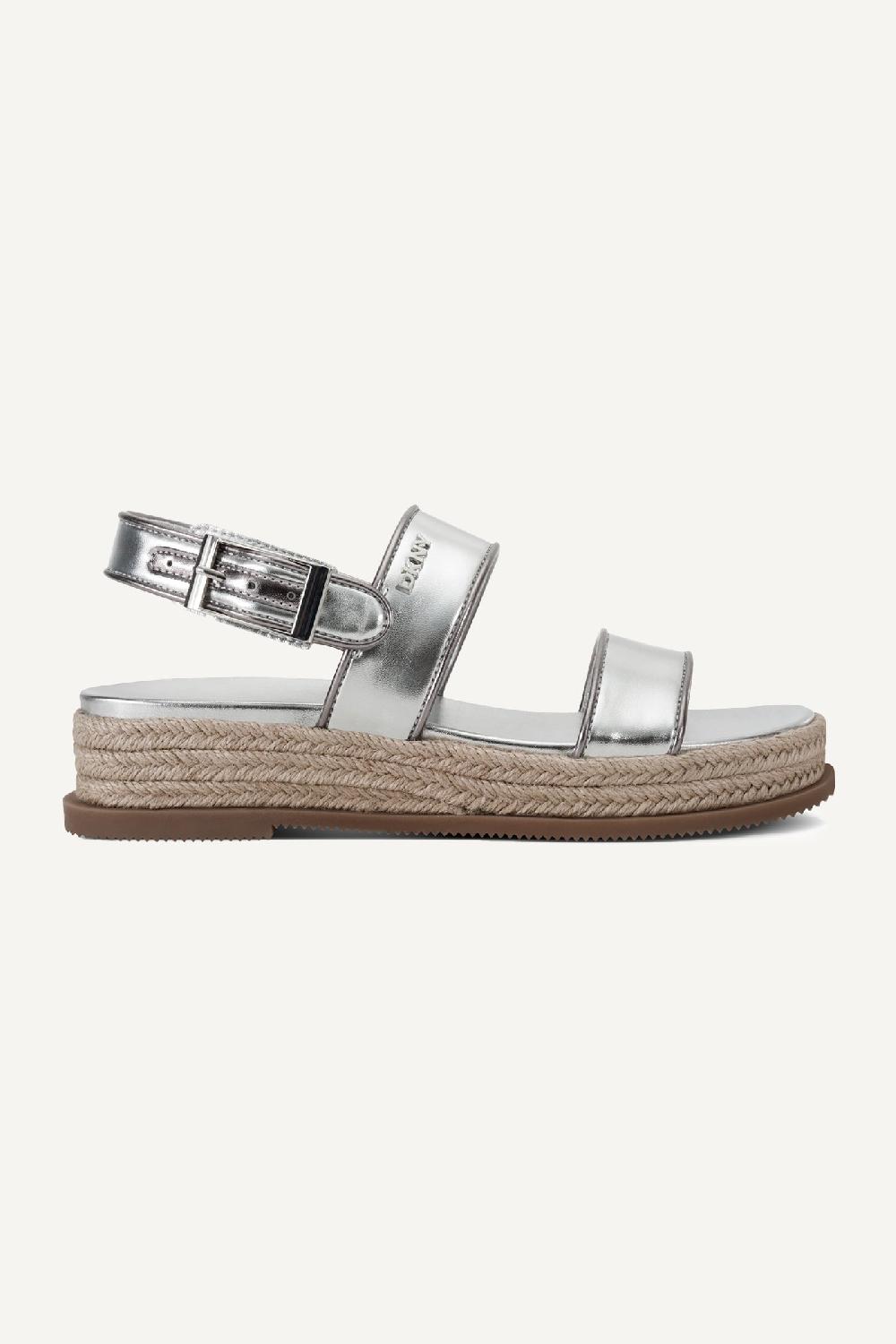 dkny BERNAE SLINGBACK WEDGE ESPADRILLE SILVER
