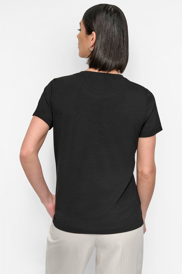 Dkny BOW BRIDGE EMBELLISHED GRAPHIC TEE Black