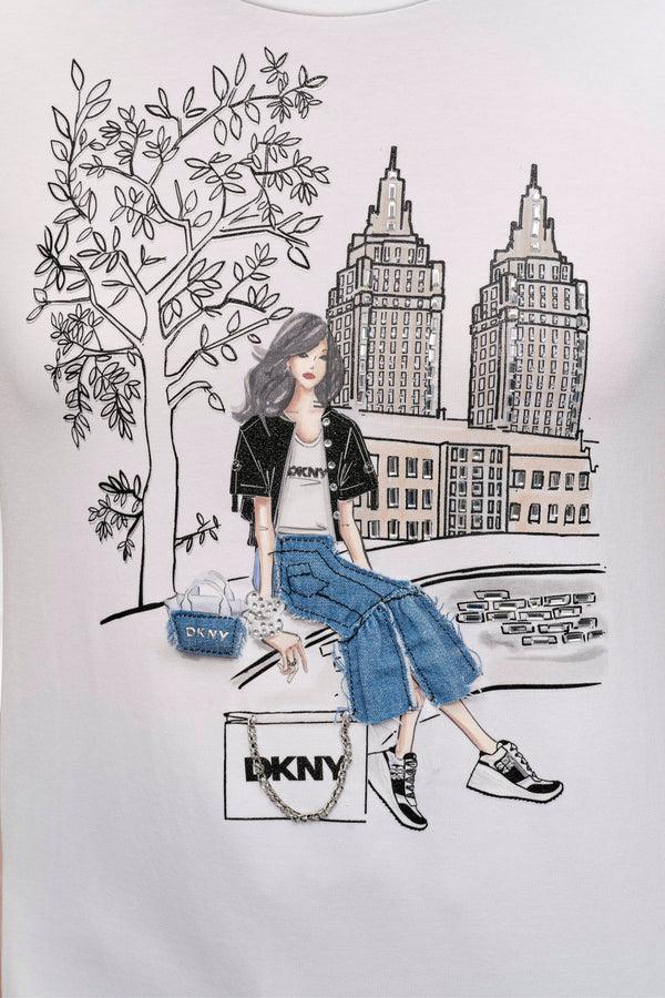 Dkny BOW BRIDGE EMBELLISHED GRAPHIC TEE White