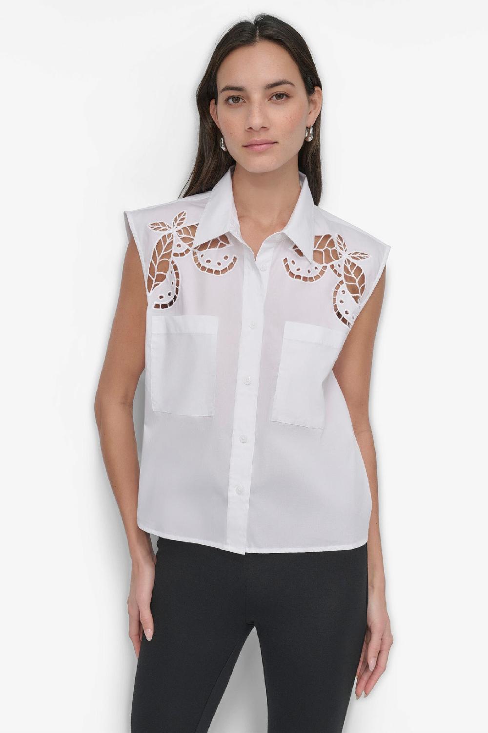 dkny BRODIERIE ANGLAISE SHIRT White