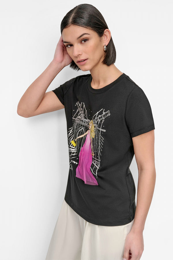 Dkny BROOKLYN BRIDGE EMBELLISHED TEE Black