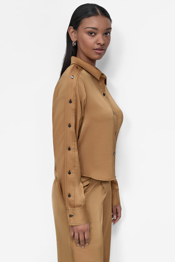 Dkny BUTTON-DETAILED SHIRT WHISKEY