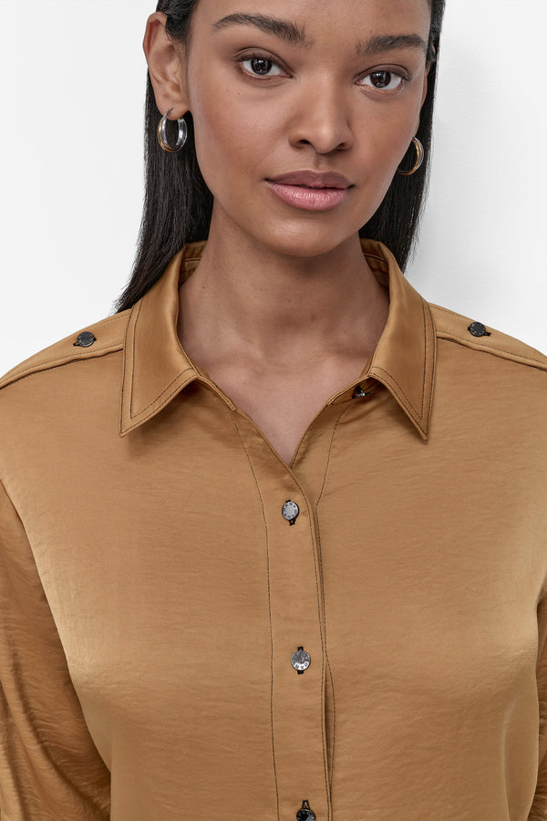 Dkny BUTTON-DETAILED SHIRT WHISKEY
