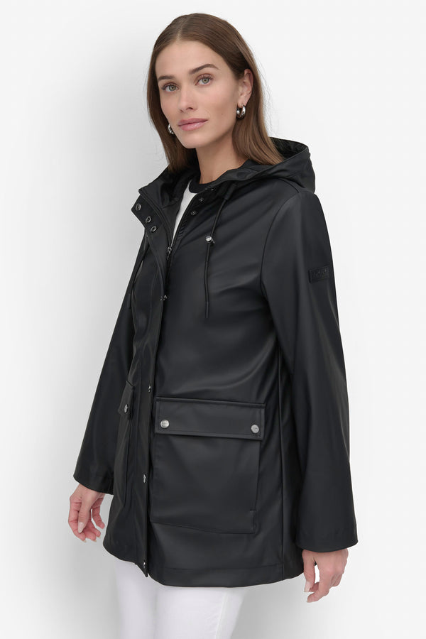 Dkny BUTTON UP RAIN COAT Black