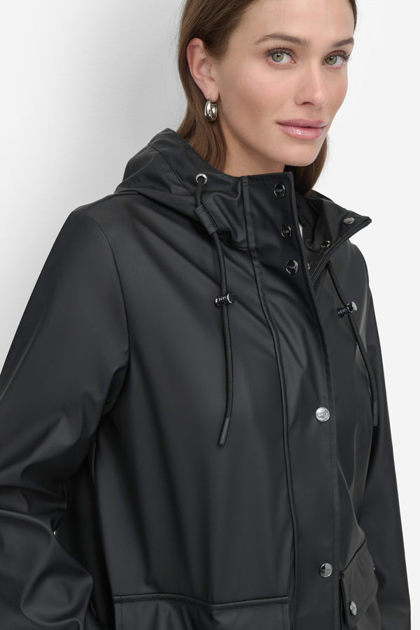 Dkny BUTTON UP RAIN COAT Black