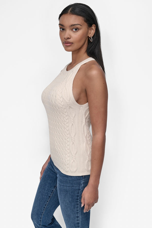 Dkny CABLE-KNIT HALTER-STYLE SWEATER Eggnog