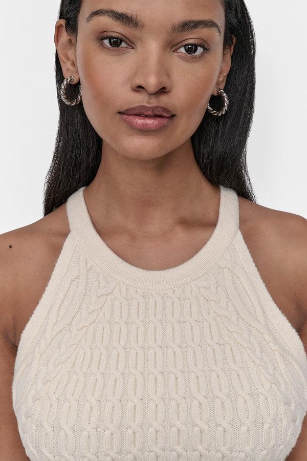 Dkny CABLE-KNIT HALTER-STYLE SWEATER Eggnog