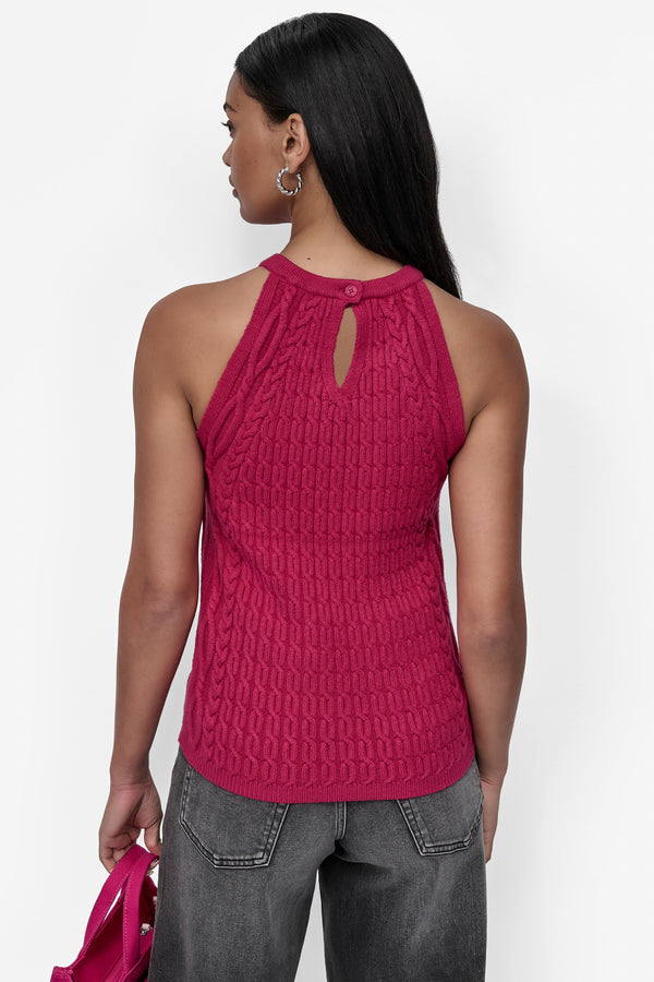 Dkny CABLE-KNIT HALTER-STYLE SWEATER Wildberry