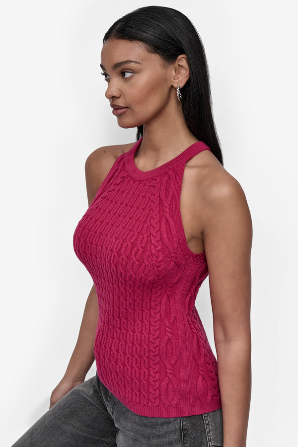 Dkny CABLE-KNIT HALTER-STYLE SWEATER Wildberry
