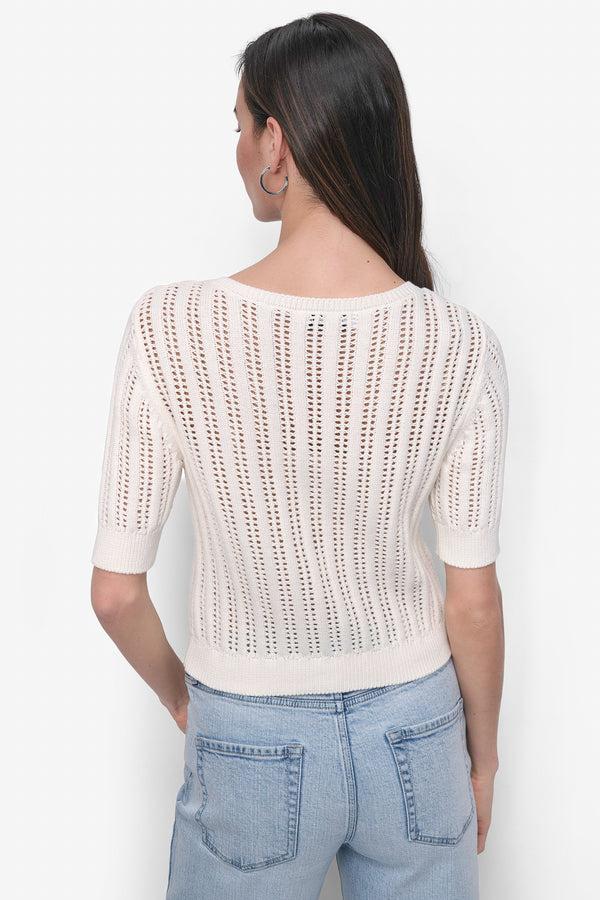 Dkny CABLE POINTELLE KNIT CARDIGAN Ivory