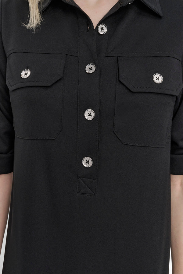 Dkny CARGO SHIFT POPOVER SHIRT DRESS Black