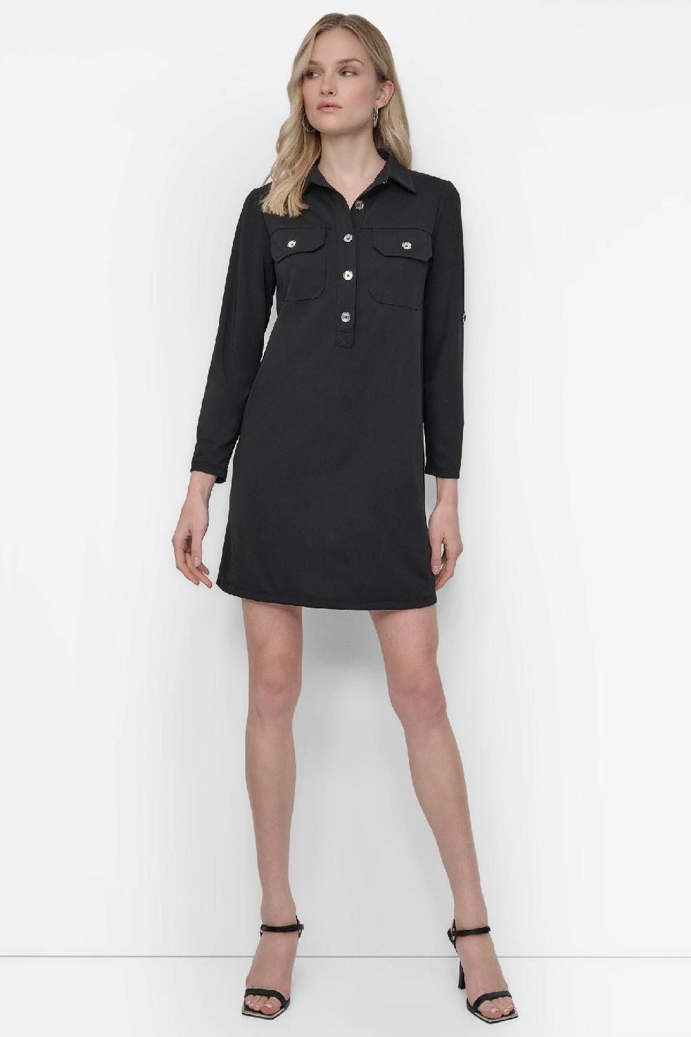 dkny CARGO SHIFT POPOVER SHIRT DRESS Black