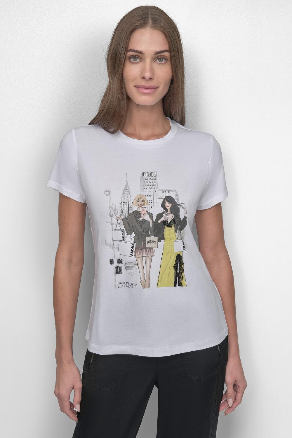 dkny CHRYSLER CONVERSATIONAL TEE White