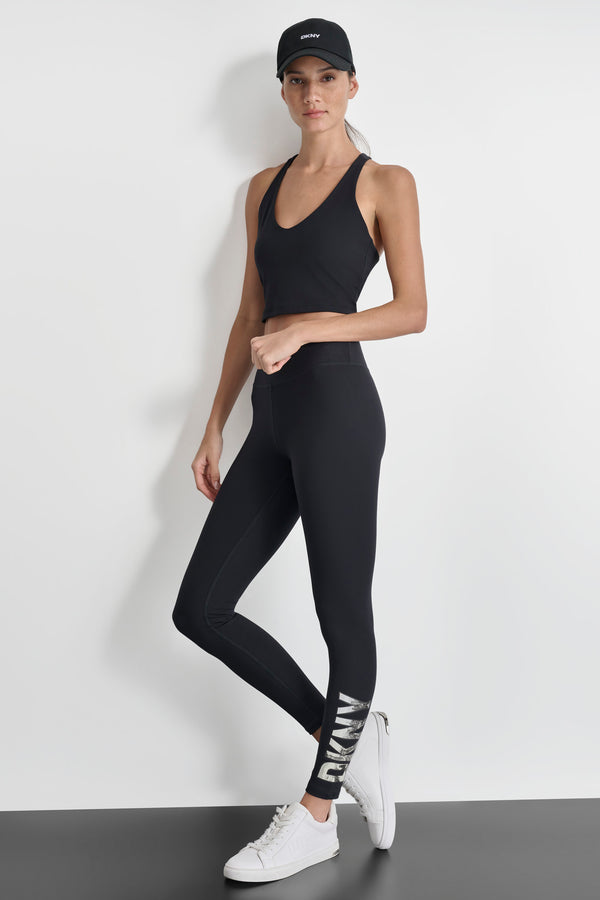 Dkny CITYSCAPE LOGO LEGGINGS BLACK/CITYSCAPE