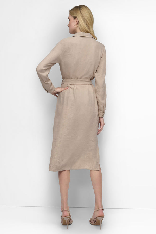 Dkny COLLARED BUTTON DRESS Beige