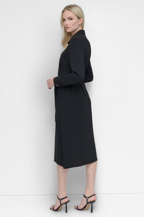 Dkny COLLARED BUTTON DRESS Black