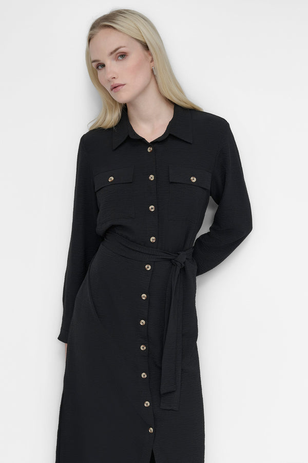 Dkny COLLARED BUTTON DRESS Black