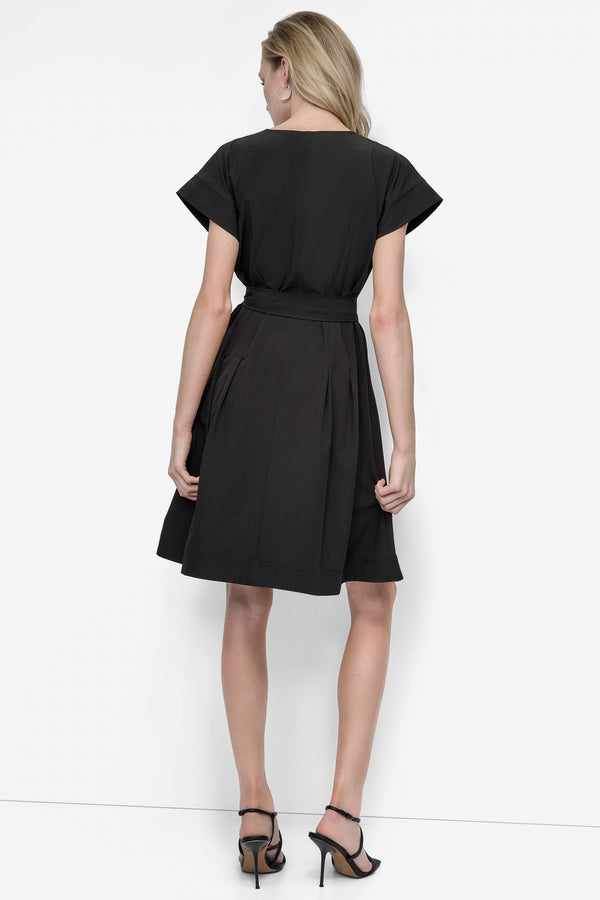 Dkny COMMUTER FIT & FLARE ZIP-FRONT DRESS Black