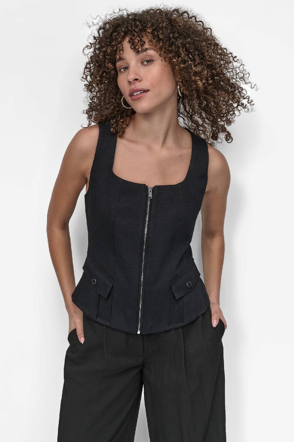 dkny CORSET STYLE VEST Black