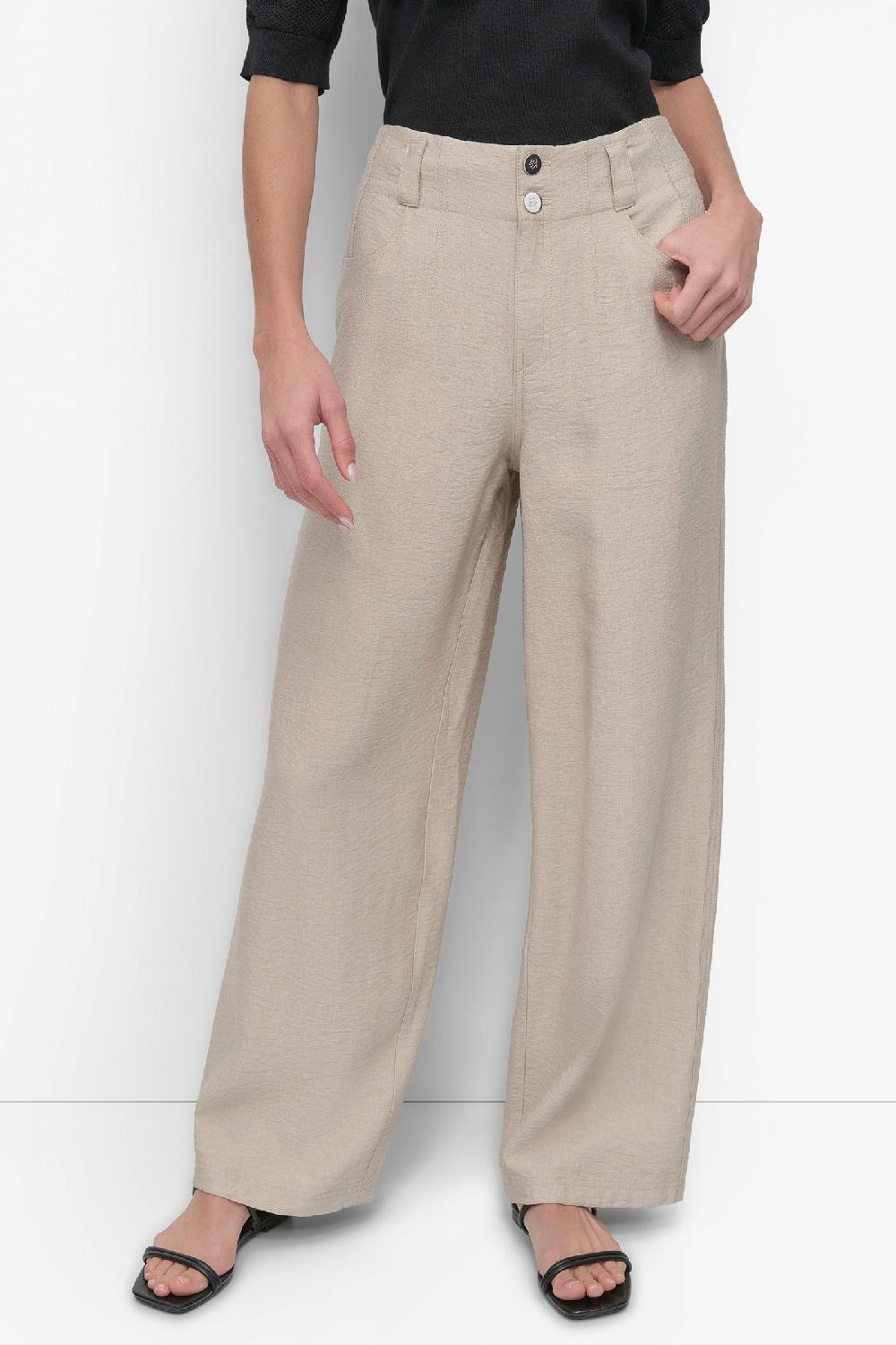 dkny CRINKLE DRESSING TROUSER PEBBLE