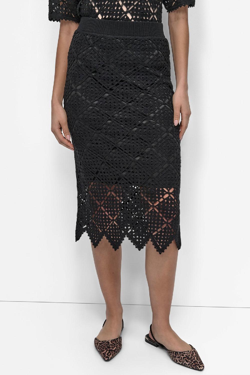 dkny CROCHET MIDI PENCIL SKIRT Black