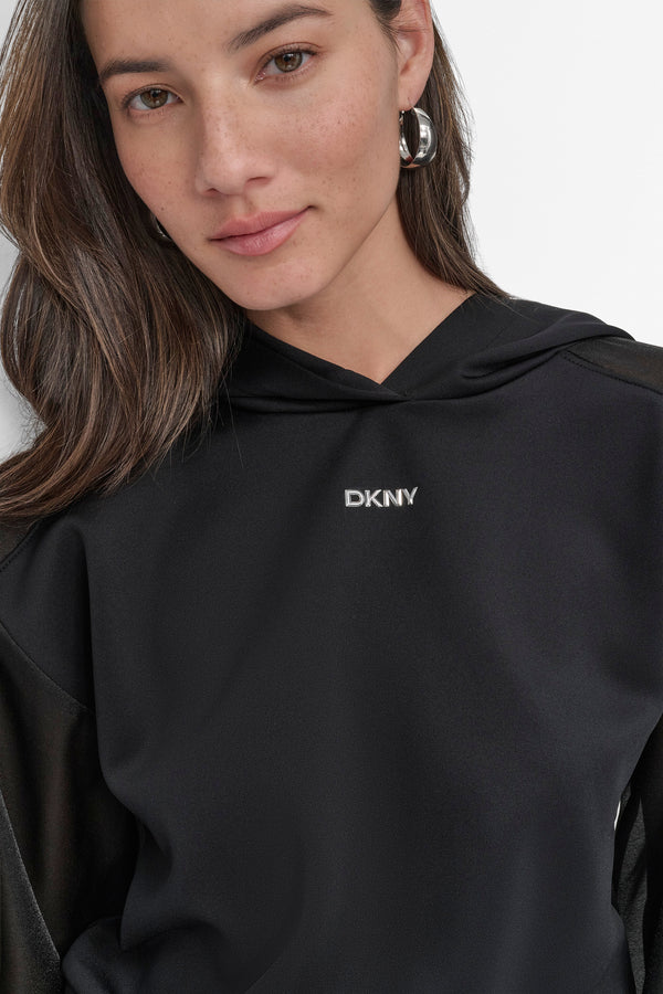 Dkny CROP LOGO HOODIE Black