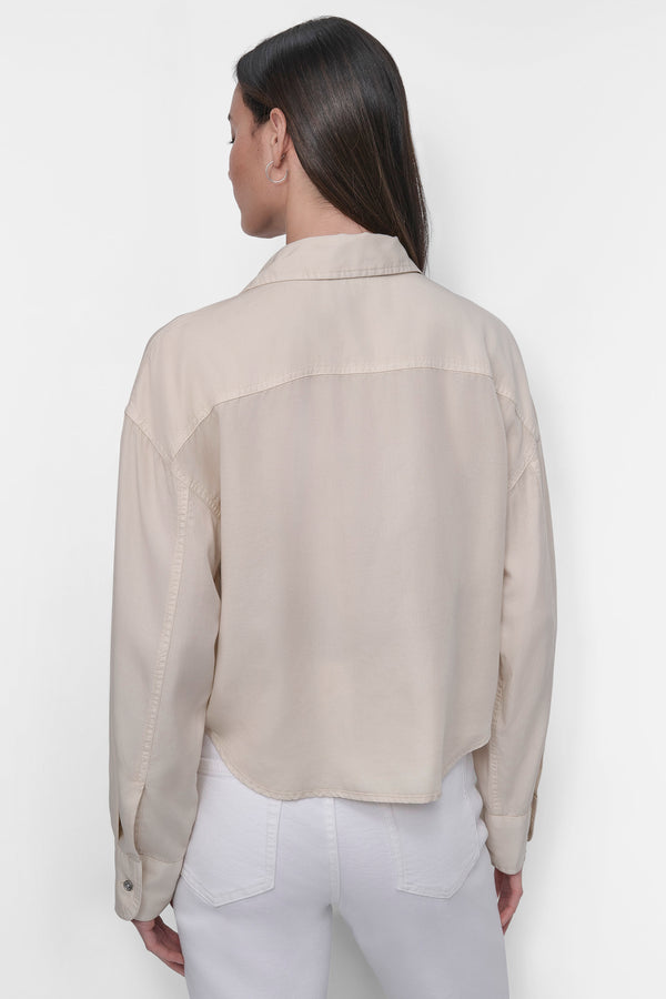 Dkny CROPPED BUTTON FRONT SHIRT Beige