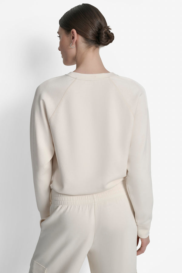 Dkny CROPPED DRAWSTRING-HEM SWEATSHIRT EGGNOG