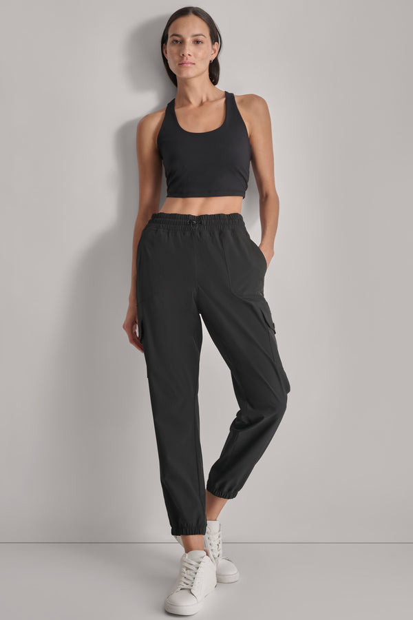 Dkny CROPPED HIGH-RISE CARGO JOGGER Black