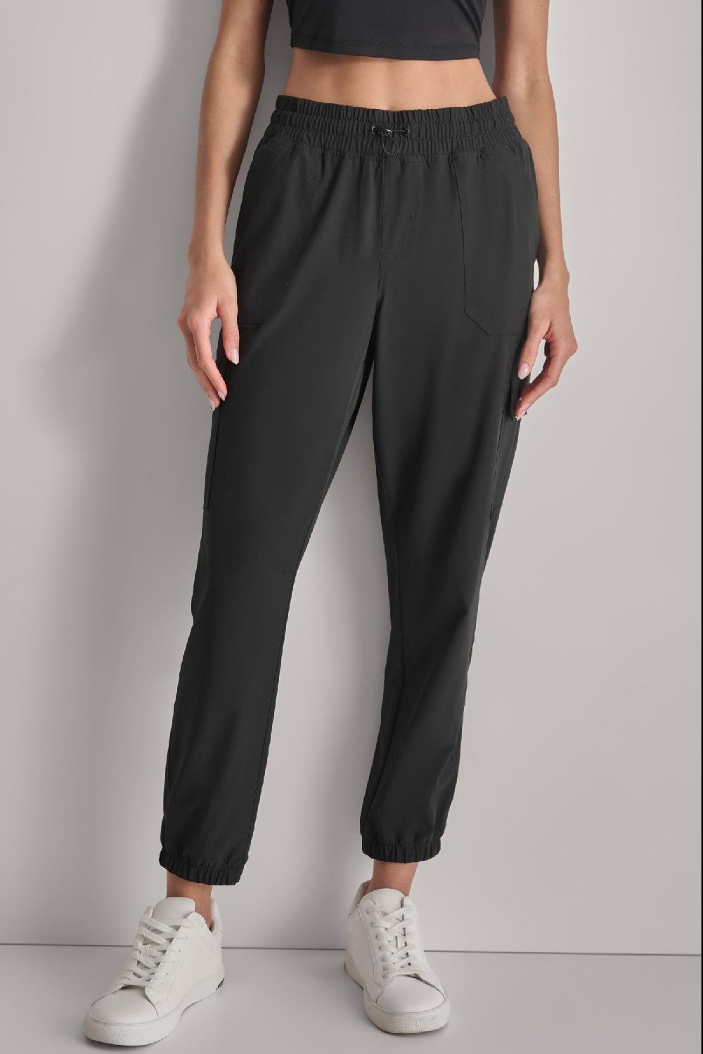 dkny CROPPED HIGH-RISE CARGO JOGGER Black