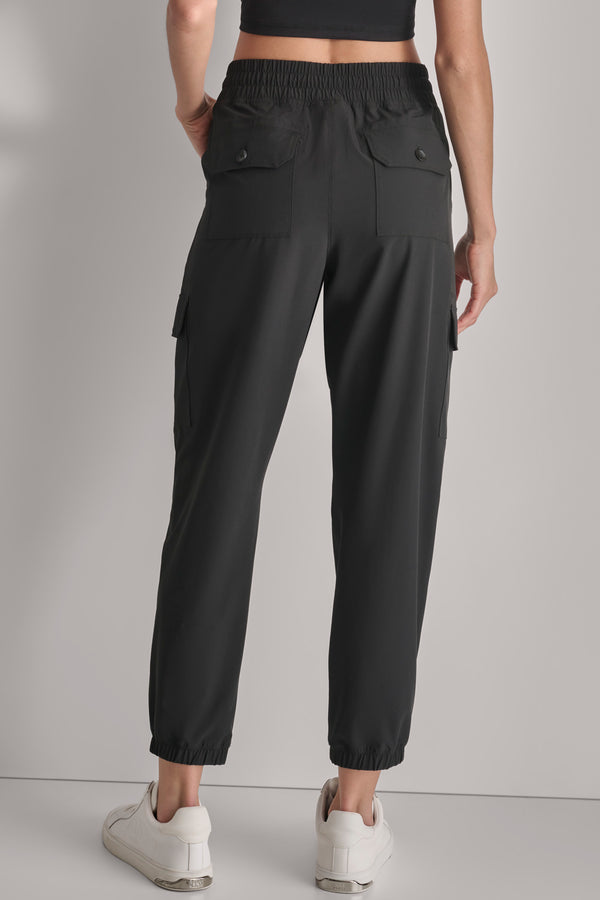 Dkny CROPPED HIGH-RISE CARGO JOGGER Black
