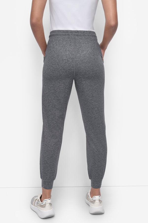 Dkny CROPPED HIGH-RISE SLIM JOGGER BLACK SPACEDYE