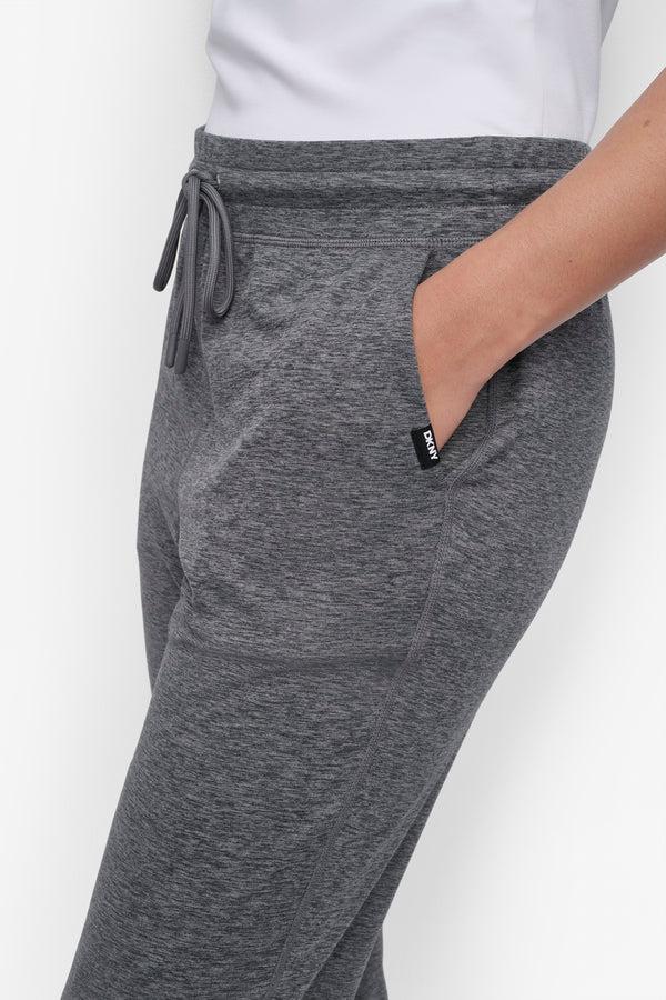 Dkny CROPPED HIGH-RISE SLIM JOGGER BLACK SPACEDYE
