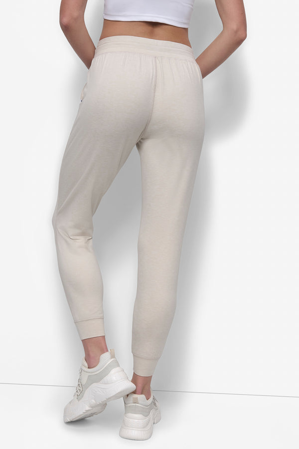 Dkny CROPPED HIGH-RISE SLIM JOGGER PEBBLE SPACEDYE